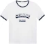 Order (W) CELINE FW23 Baju-T Putih Lengan Pendek dengan Cetakan Logo. 2X36H671Q-01MA
