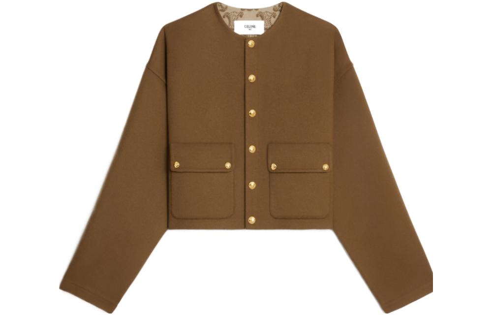 Order (W) Celine FW23 棕色純色圓領休閒外套 2V29N393T-03TC