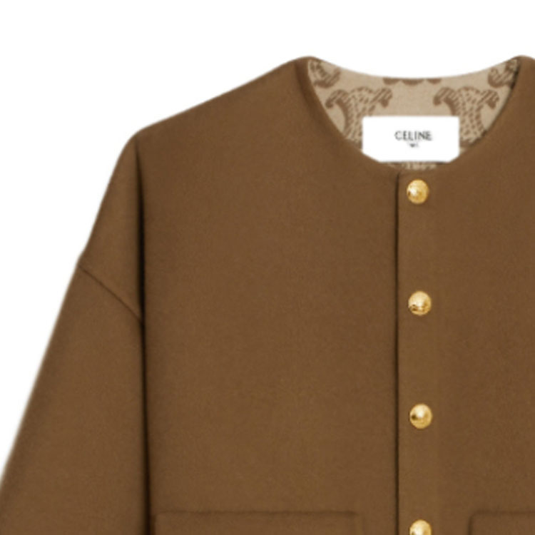 Lookbook (W) Celine FW23 棕色純色圓領休閒外套 2V29N393T-03TC