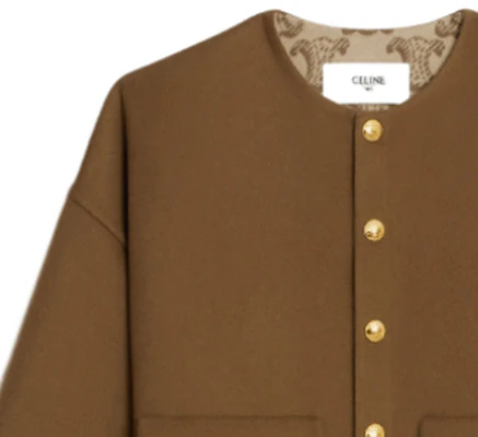 (W) Celine FW23 棕色純色圓領休閒外套 2V29N393T-03TC Lookbook (W) Celine FW23 棕色純色圓領休閒外套 2V29N393T-03TC