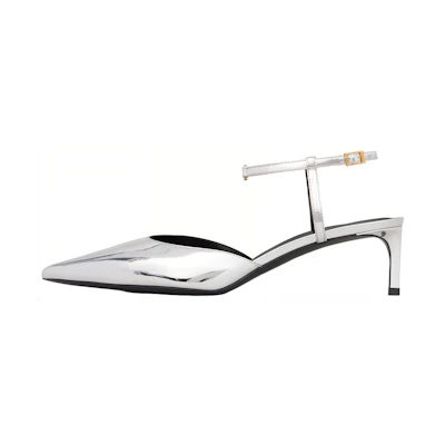 (W) CELINE Goat Leather High Heel Sandals 'Silver'