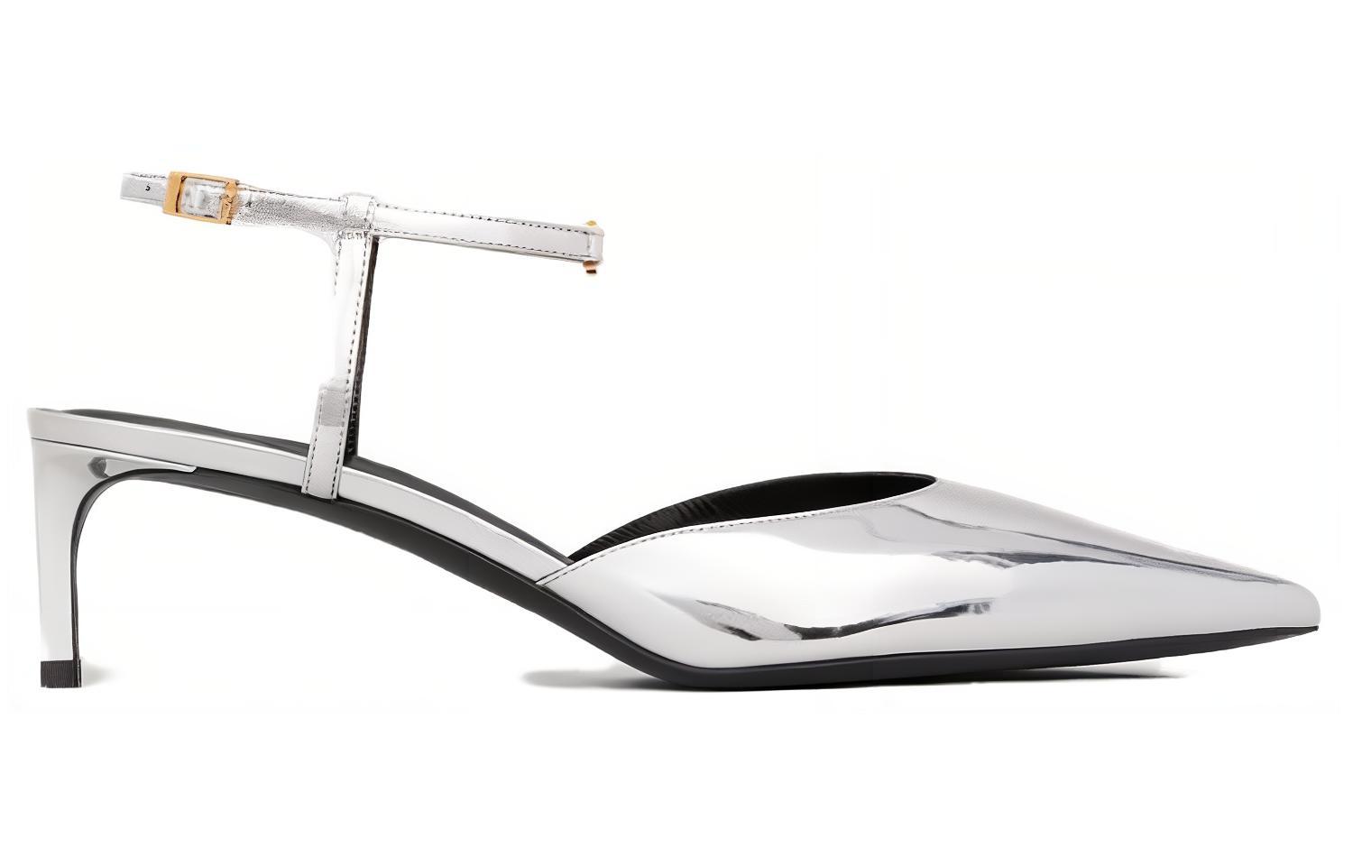 (W) CELINE Goat Leather High Heel Sandals 'Silver' 圖 2