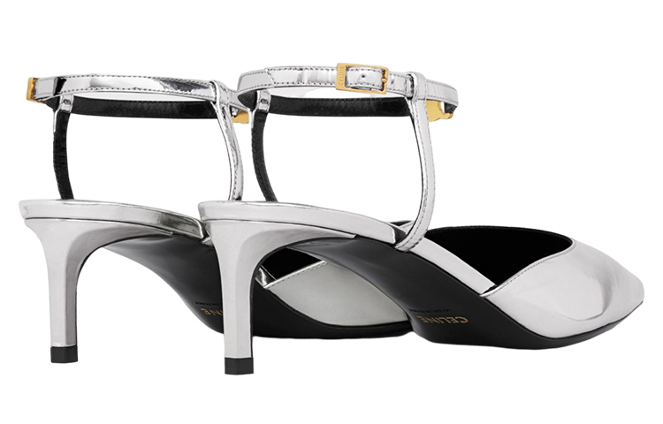 (W) CELINE Goat Leather High Heel Sandals 'Silver' 圖 5