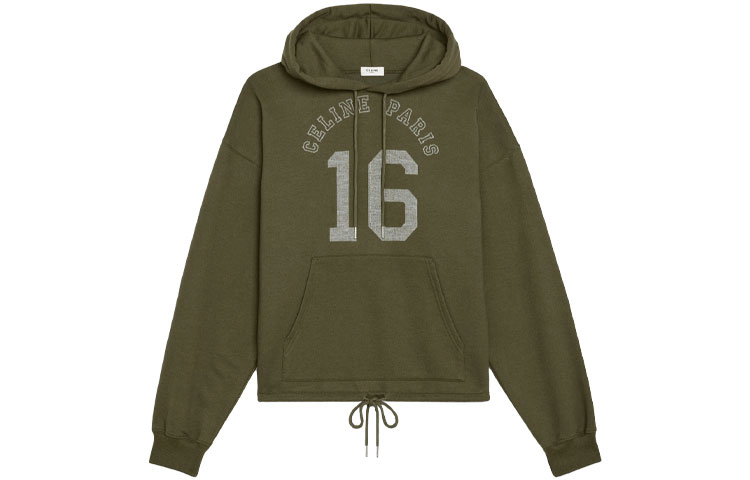 (Women) CELINE Green Alphabet Print Hoodie. 2Y426450I-02DO