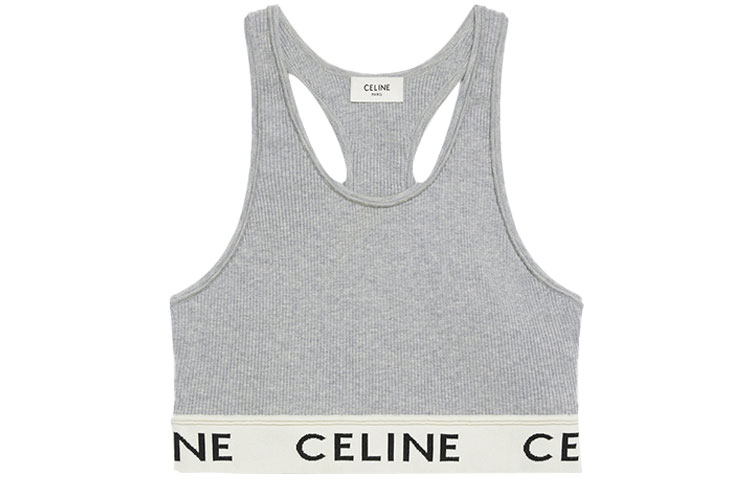 (Women) CELINE Grey Knit Logo Letter Sports Tank Top 2A67L372N-10GO
