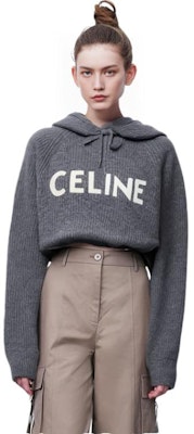 (Women) CELINE Grey Short Wool Hoodie with Logo Print. 2A36T423P-09GM Shop (Women) CELINE Grey Short Wool Hoodie with Logo Print. 2A36T423P-09GM