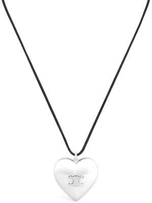 (W) CELINE Kalung Liontin Geometris Hati Wanita Perak/Hitam Kuningan Cotton. 460YO6BCO.36SB Order (W) CELINE Kalung Liontin Geometris Hati Wanita Perak/Hitam Kuningan Cotton. 460YO6BCO.36SB