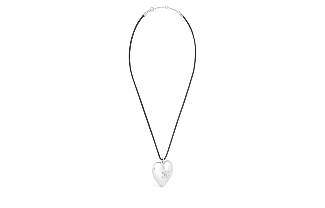 Shop (W) CELINE 心形幾何吊墜項鍊 銅 棉 女 銀/黑色 460YO6BCO.36SB