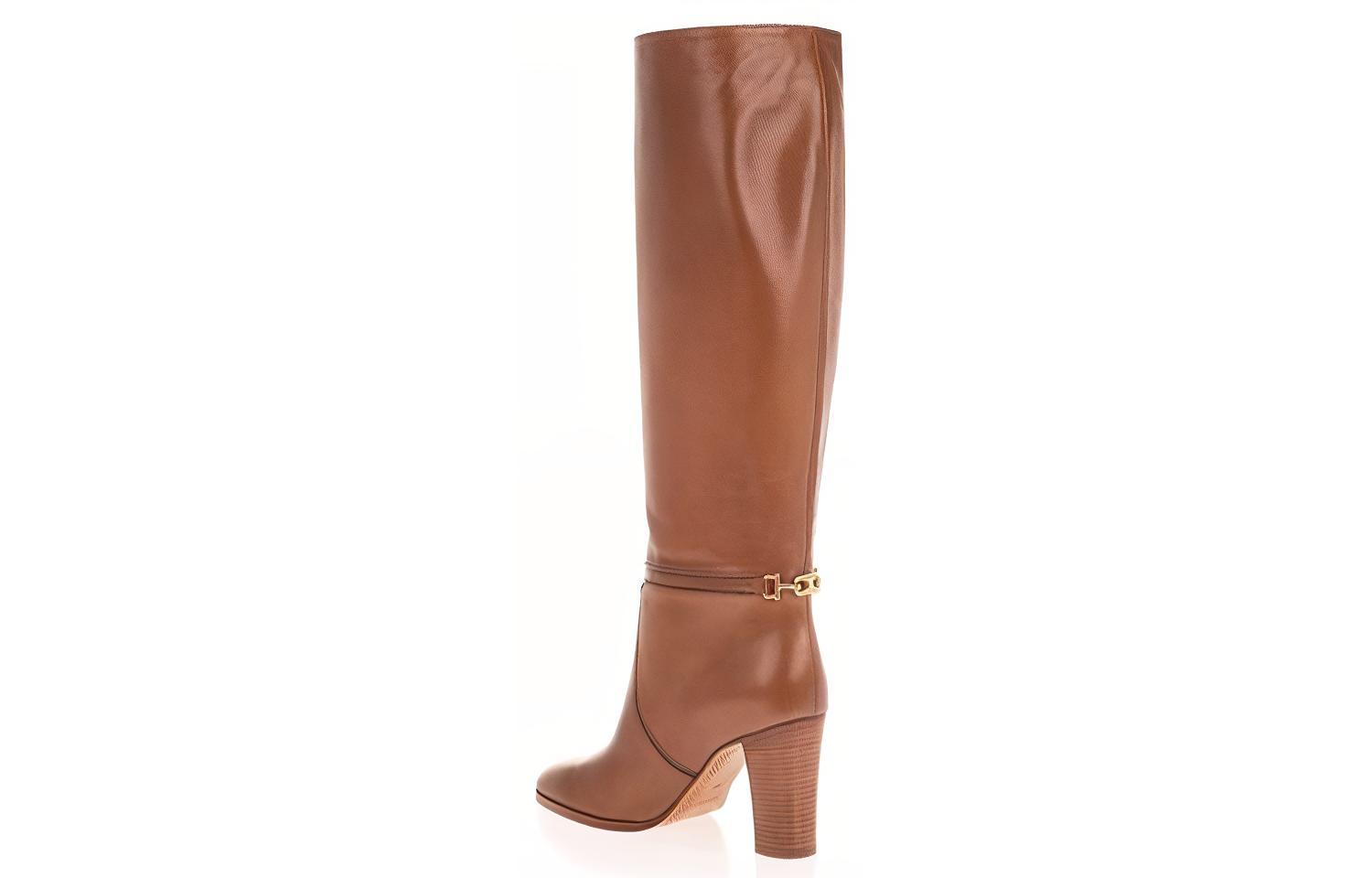 Shop (W) CELINE Sepatu Boot Tinggi 'Kulit Coklat' 339943190C.04DB