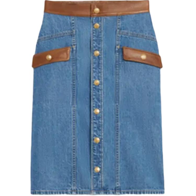 (Women) CELINE High-Waist Denim Skirt Blue FW21 Collection. 2S115459N-07UO