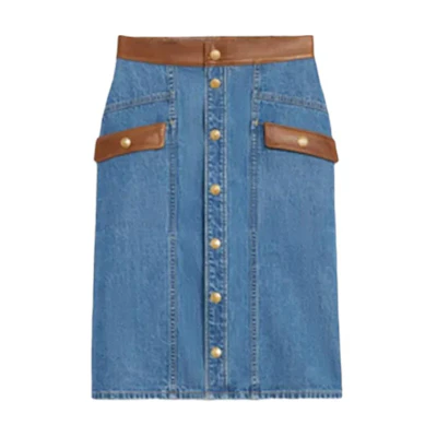 (Women) CELINE High-Waist Denim Skirt Blue FW21 Collection. 2S115459N-07UO