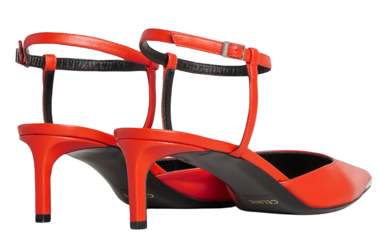 Shop (W) CELINE 红色真皮时尚猫跟凉鞋 347853010C.20BI