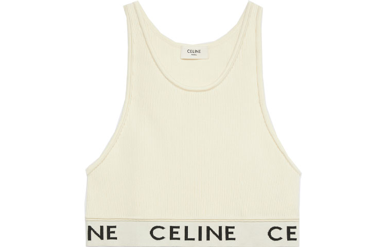 (Women) CELINE Knit Sports Tank Top with Logo - Off-White. 2A68L372N-01OW