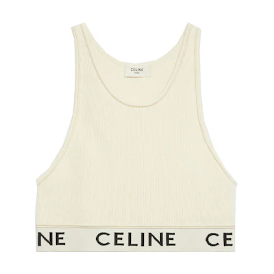 (Women) CELINE Knit Sports Tank Top with Logo - Off-White. 2A68L372N-01OW