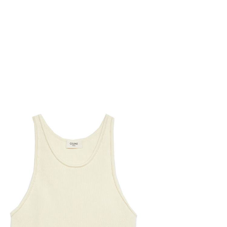 Shop (W) 셀린 로고 니트 스포츠 탱크탑 - 오프 화이트. 2A68L372N-01OW