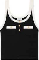 (Women) Celine Knit Studded Cotton Tank Top Black/White. RX03A0Q12-38ZD (Women) Celine Knit Studded Cotton Tank Top Black/White. RX03A0Q12-38ZD