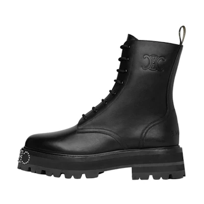 (W) CELINE Lace-Up Ankle Boot 'Black Calfskin'