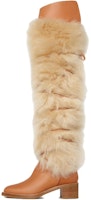 (Women) CELINE Leather and Shearling Tall Boots 'Tan' 340014240C.04LU (Women) CELINE Leather and Shearling Tall Boots 'Tan' 340014240C.04LU