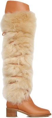 (Women) CELINE Leather and Shearling Tall Boots 'Tan' 340014240C.04LU Order (Women) CELINE Leather and Shearling Tall Boots 'Tan' 340014240C.04LU