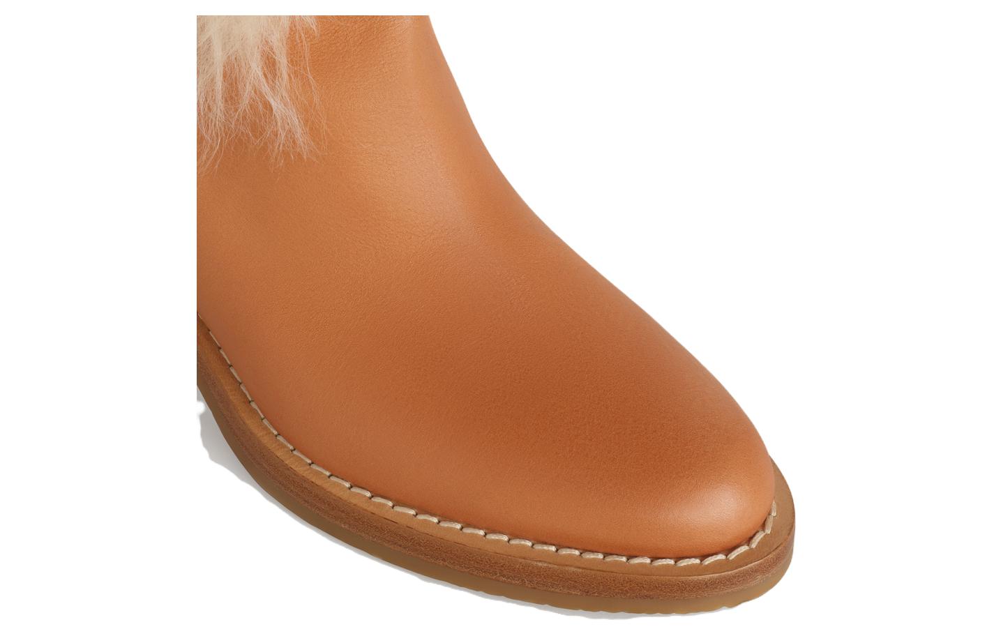 Purchase (Women) CELINE Leather and Shearling Tall Boots 'Tan' 340014240C.04LU