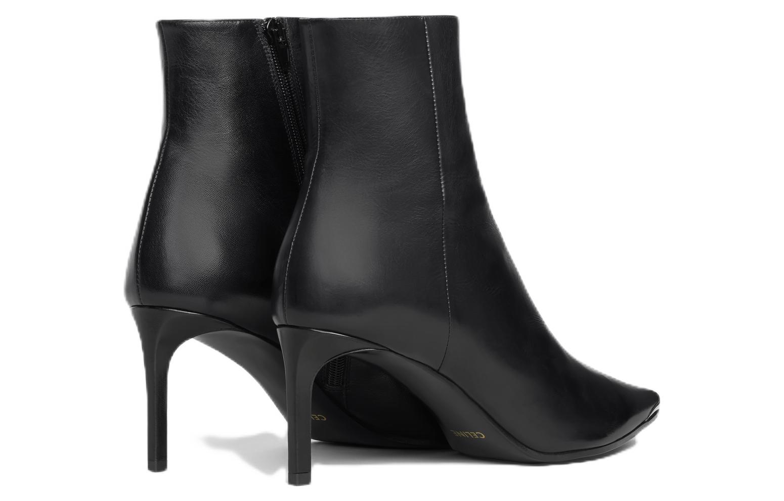 (W) CELINE Leather Ankle Boot 'Black Fashion Heel' 圖 4
