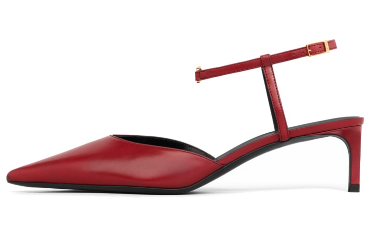 (W) CELINE Leather Buckle 'Fashion Sandal Red'