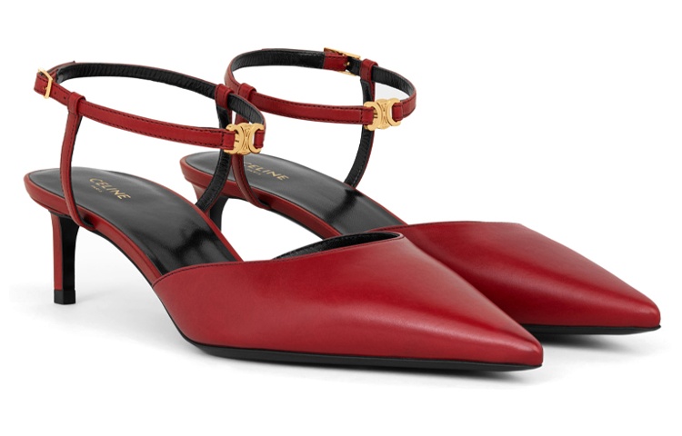 (W) CELINE Leather Buckle 'Fashion Sandal Red' 圖 2