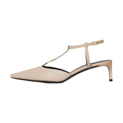 (W) CELINE Leather Buckle Pointed-Toe Stiletto 'Beige'