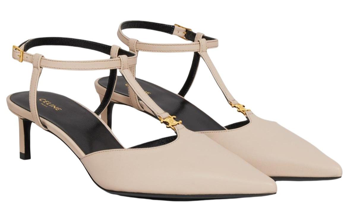 (W) CELINE Leather Buckle Pointed-Toe Stiletto 'Beige' 圖 3