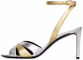 (Women) CELINE Leather Buckle Stiletto 'Silver Ankle Strap Sandal' 328033014C.36AO (Women) CELINE Leather Buckle Stiletto 'Silver Ankle Strap Sandal' 328033014C.36AO