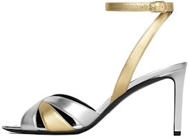 (Women) CELINE Leather Buckle Stiletto 'Silver Ankle Strap Sandal' 328033014C.36AO (Women) CELINE Leather Buckle Stiletto 'Silver Ankle Strap Sandal' 328033014C.36AO