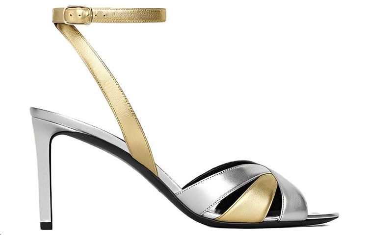 Order (Women) CELINE Leather Buckle Stiletto 'Silver Ankle Strap Sandal' 328033014C.36AO