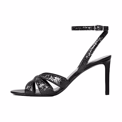 (W) CELINE Leather Buckle Stiletto Sandals 'Black'