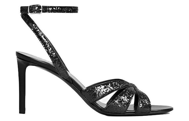 Order (W) Sandalias de Tacón Aguja CELINE de Cuero con Hebilla 'Negro' 328032004C.38NO