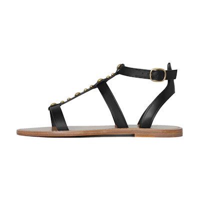 (W) CELINE Leather Flat Sandal 'Black'