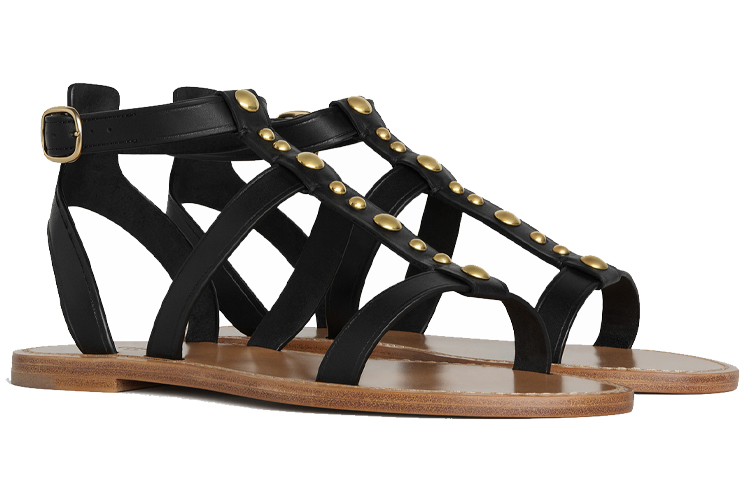 (W) CELINE Leather Flat Sandal 'Black' 圖 3