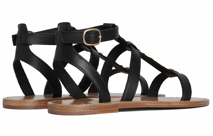 (W) CELINE Leather Flat Sandal 'Black' 圖 4