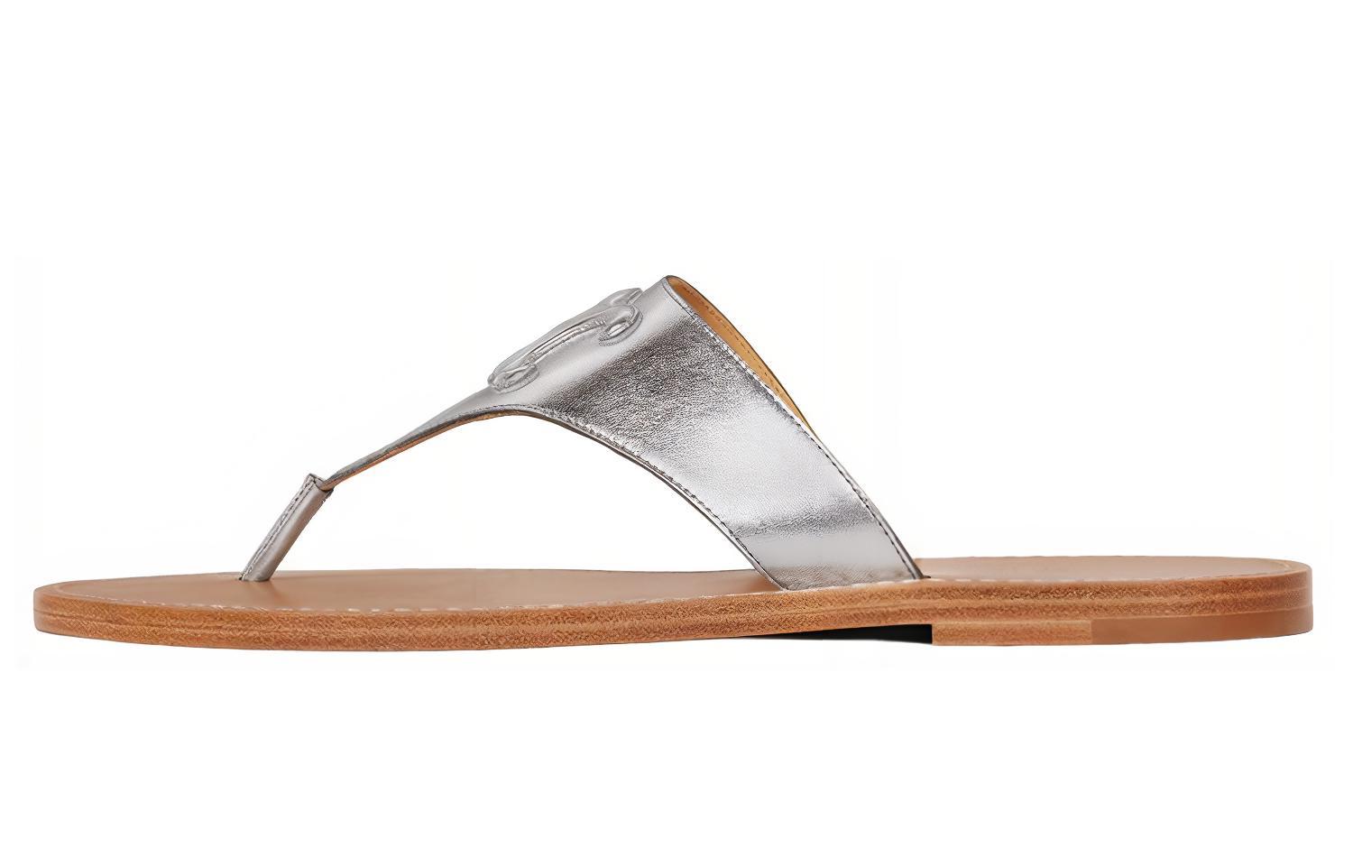 (Women) CELINE Leather Huarache Slide 'Silver' 345743093C.36AG