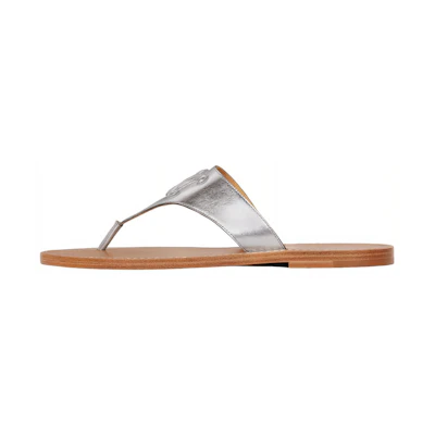 (W) CELINE Leather Huarache Slide 'Silver'