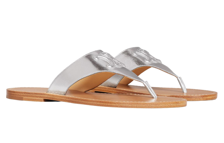 (W) CELINE Leather Huarache Slide 'Silver' 圖 2