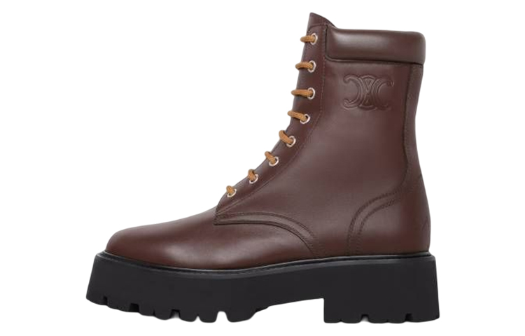 (Women) CELINE Leather Lace-Up Boots 'Brown Fashion' 347183658C.19EB