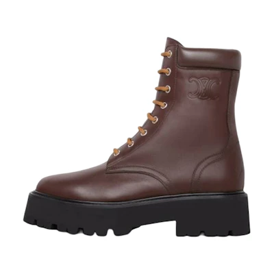 (W) CELINE Leather Lace-Up Boots 'Brown Fashion'