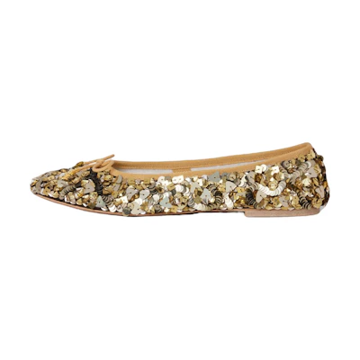 (W) CELINE Leather Lace Flats 'Gold'
