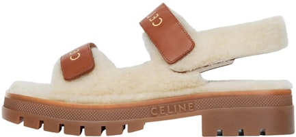 (Women) CELINE Leather Logo Sandal 'White Brown' 350813699C.02NT (Women) CELINE Leather Logo Sandal 'White Brown' 350813699C.02NT
