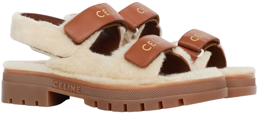 CELINE賽琳 皮革 徽標 涼鞋 女款 白棕色 Order CELINE賽琳 皮革 徽標 涼鞋 女款 白棕色