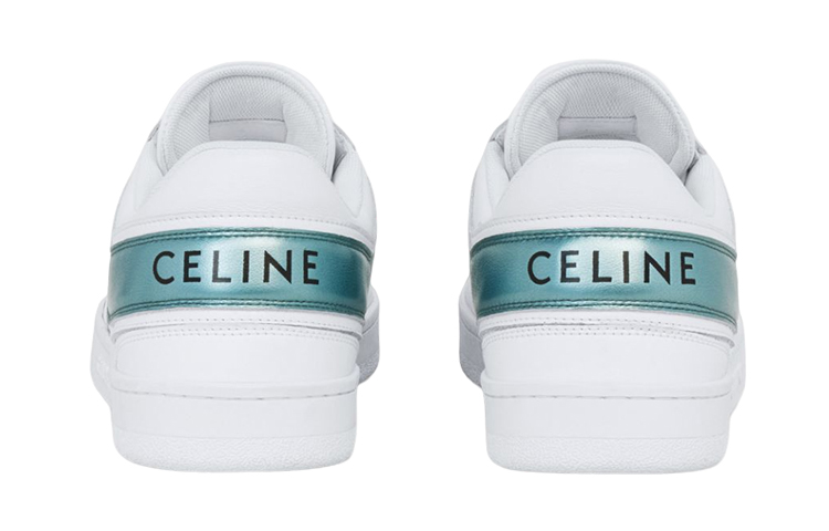 (W) CELINE Leather Low-Top 'White Blue Logo' 圖 4