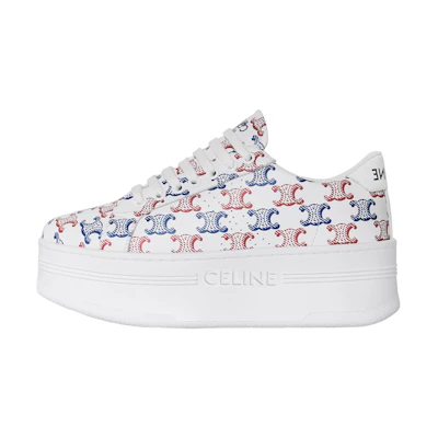 (W) CELINE Leather Low Top Sneaker 'White Blue Red'