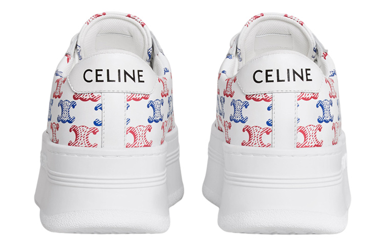 (W) CELINE Leather Low Top Sneaker 'White Blue Red' 圖 3