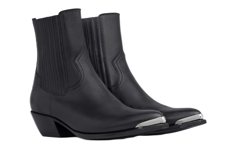 Order (W) セリーヌ レザー メタル トゥ チェルシーブーツ (黒) 348303492C.38NO