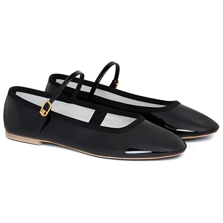 (W) CELINE Leather Patent Flat 'Black' 圖 2